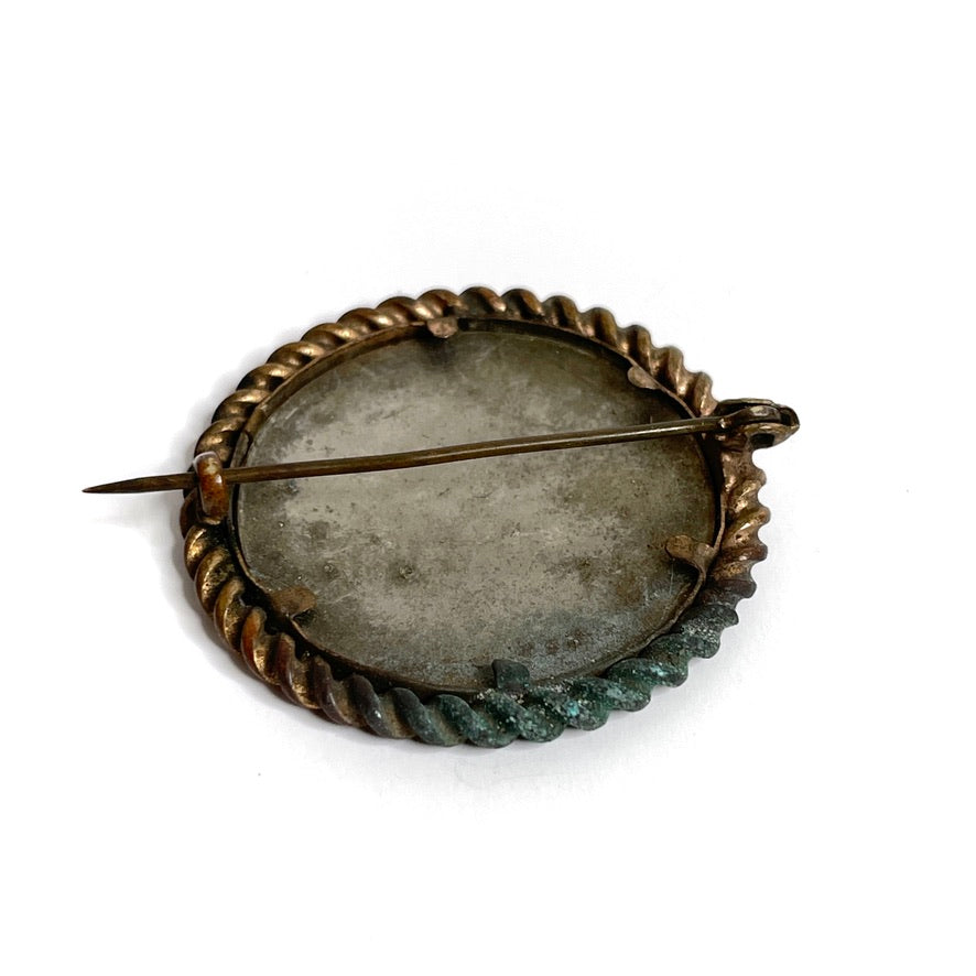 Antique Photographic Mourning Brooch Victorian Young Man