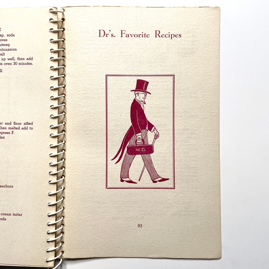 The Edward Little Band: Recipes in Rhythm Cookbook Auburn ME - 40s Vintage Illustrated Spiral Bound Recipe Book