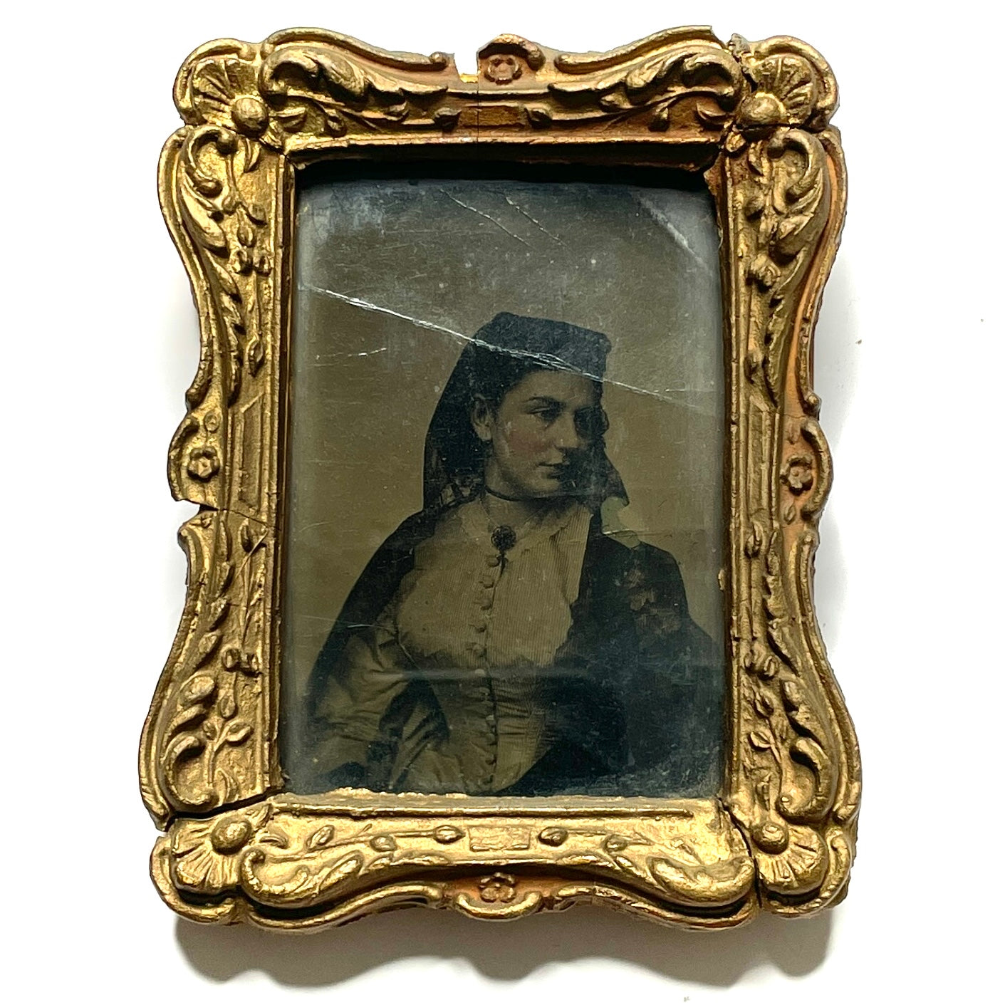 Woman In Mourning / Civil War Grieving 1/4 Plate Tintype Framed Antique Photo