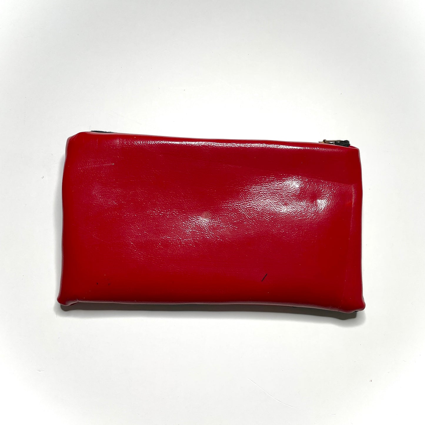 Checkered Faux Leather Zipper Travel Pouch 80s Dandy Bag