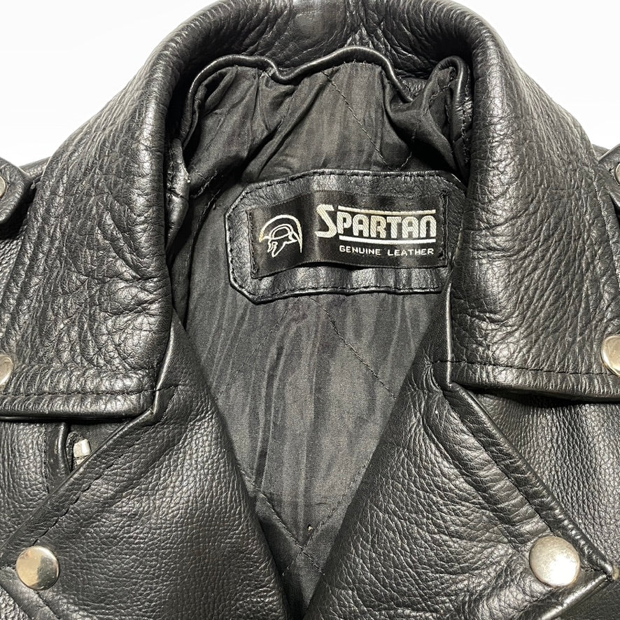 Double Rider Leather Jacket - Heavy Vintage Spartan Genuine Cowhide Size 40 / M