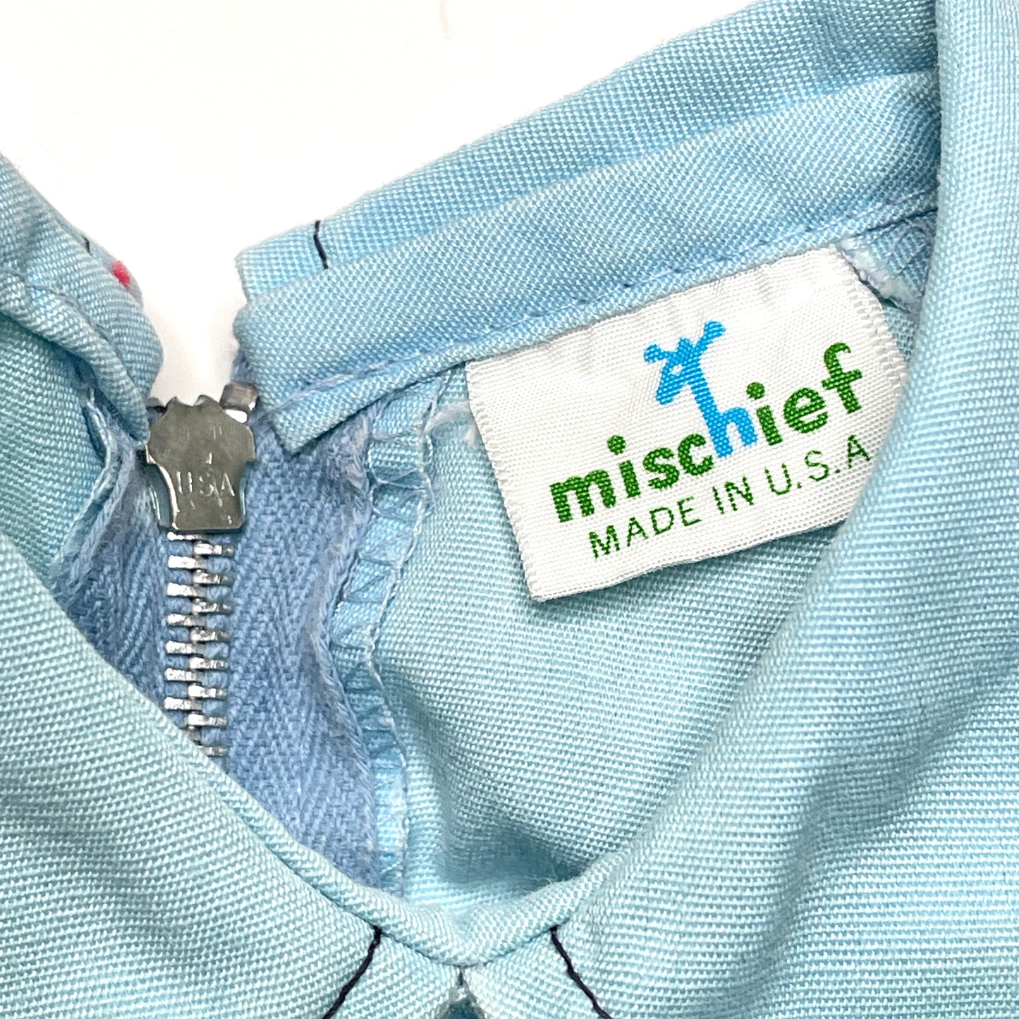 Winking Mouse Embroidery Blue Jumpsuit 12-18M