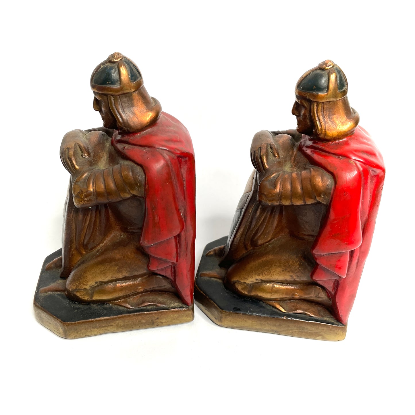 Marion Bronze 'Crusaders' Knight Bookends 1930s Bronze Clad