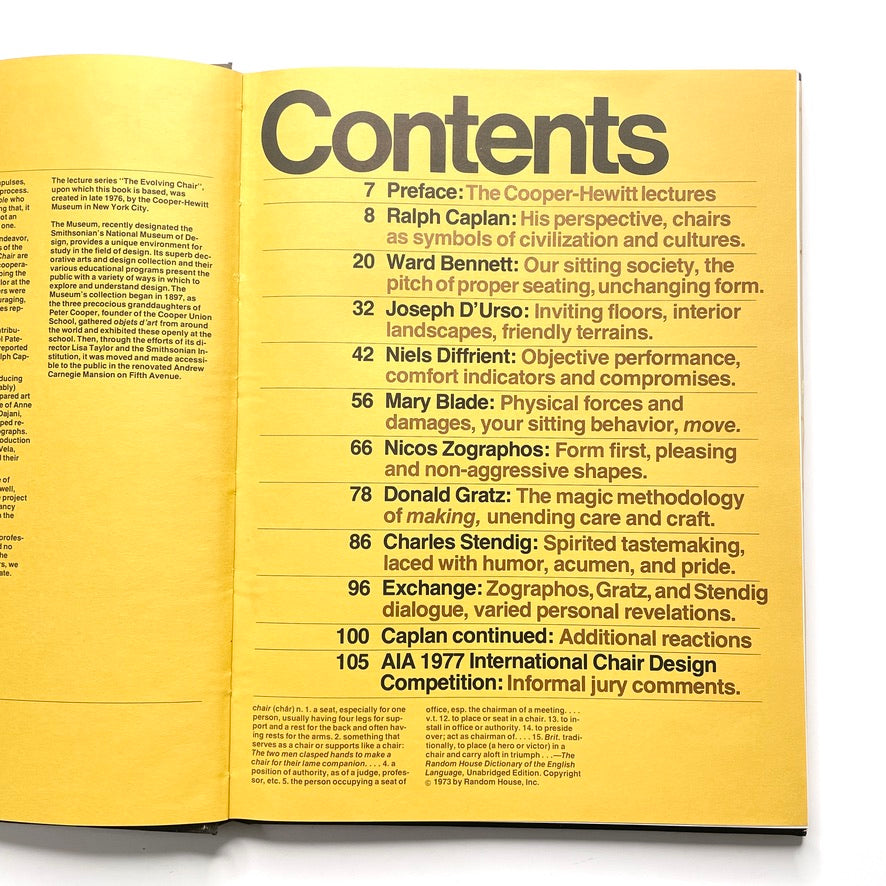 Chair 1978 Hardcover Design History Book
