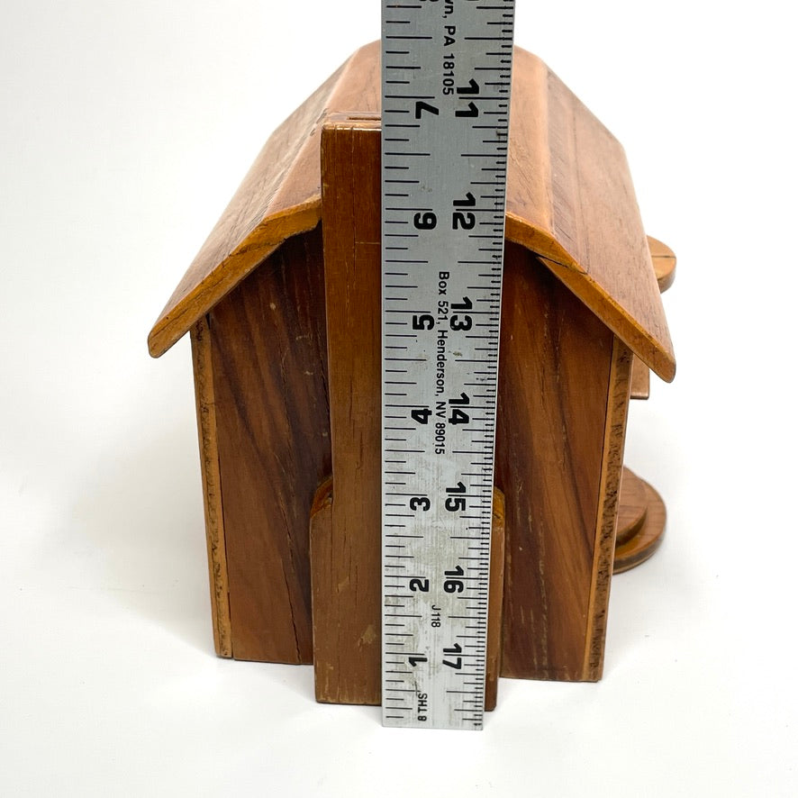 Vintage Handcrafted Wooden House Bank (Restoration)