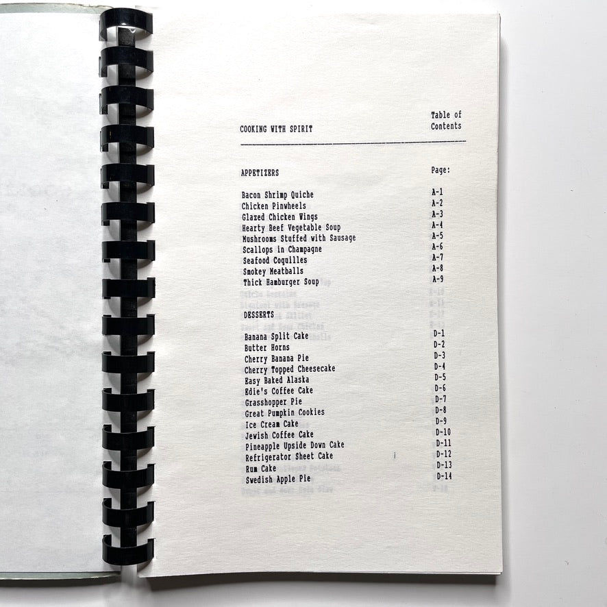 Cooking With Spirit Cookbook New London CT - 80s Spiral Bound Illustrated Recipe Book