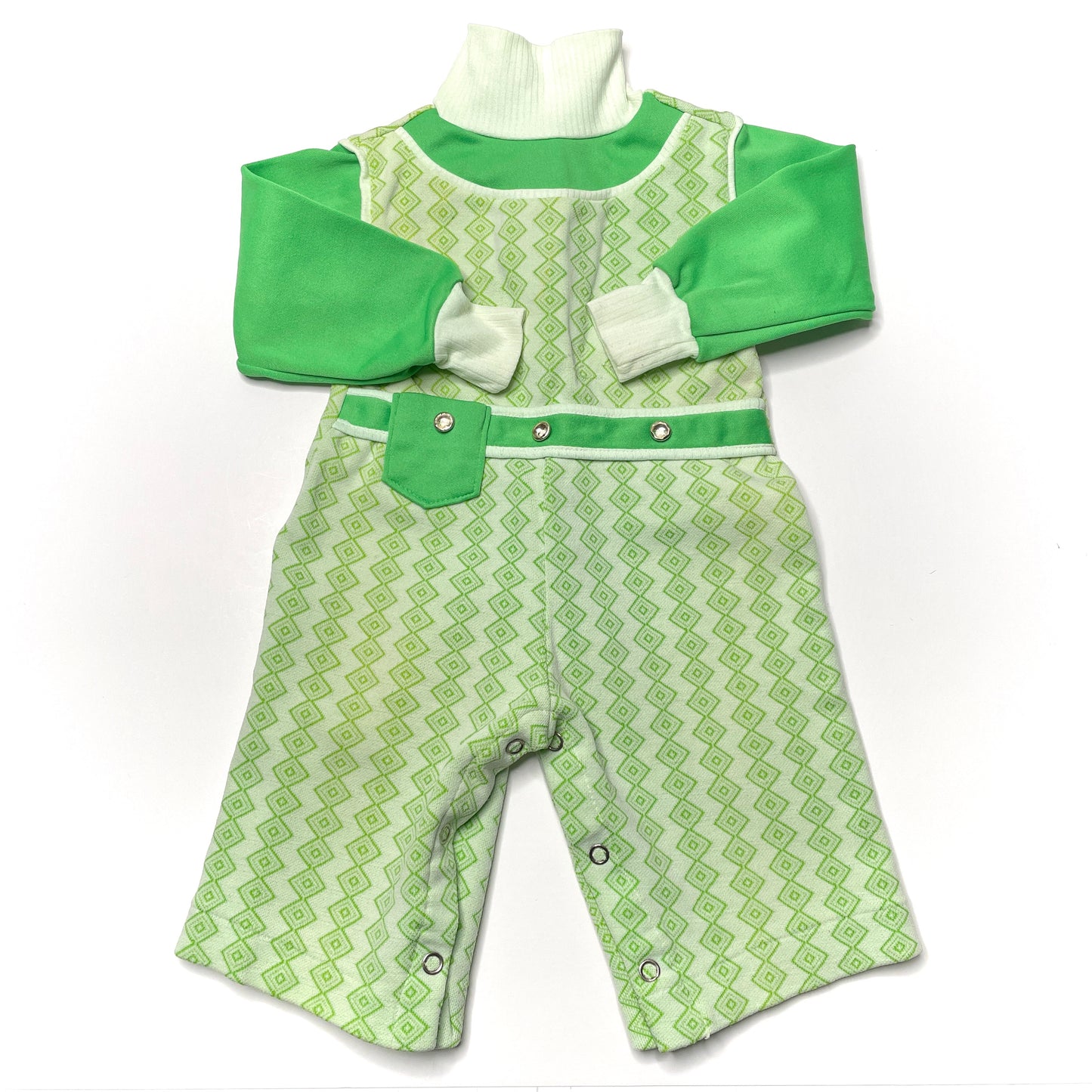 Green Patterned Turtleneck Romper 6-9M