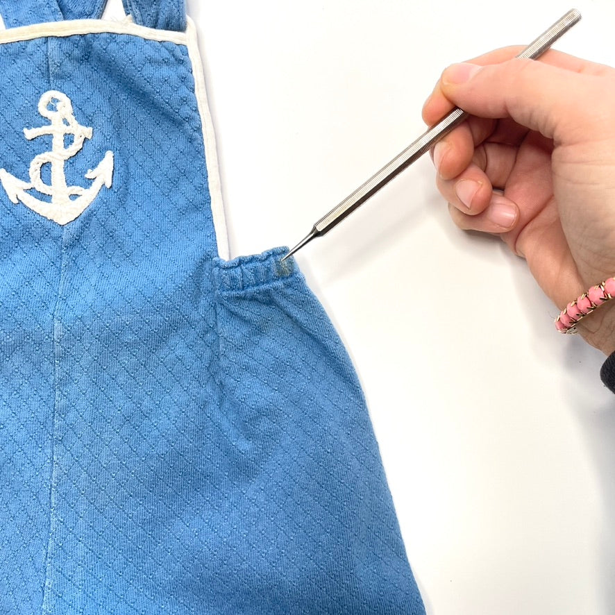 Anchor Embroidery Blue Overalls 3-6M