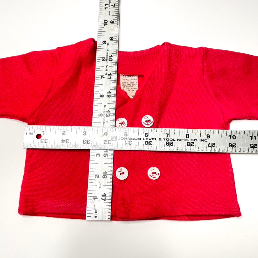 Anchor 4-Button Red Cardigan Sweater 9M