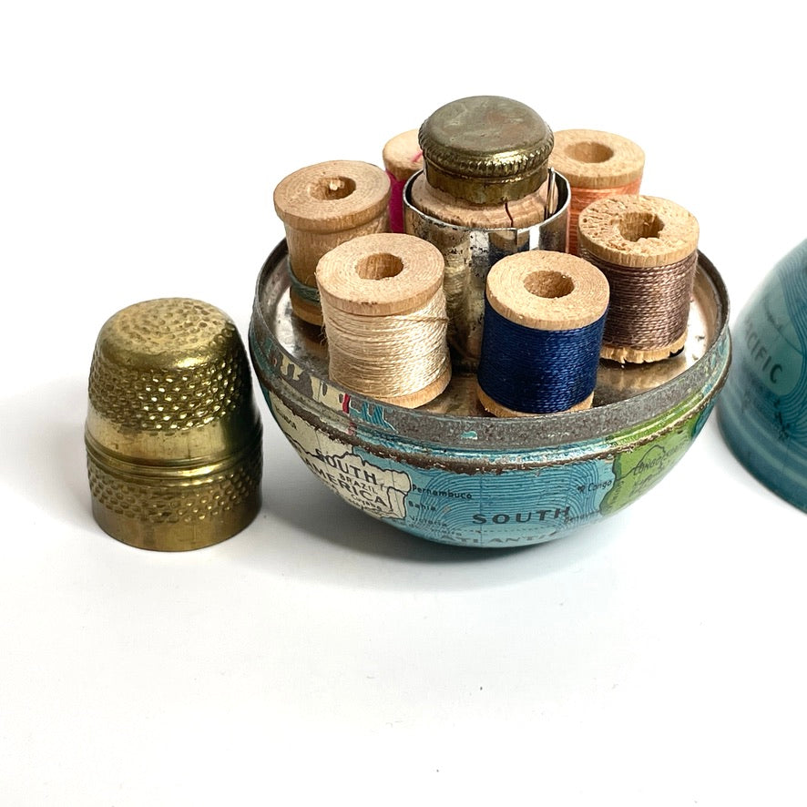 Antique Mini Globe Sewing Etui