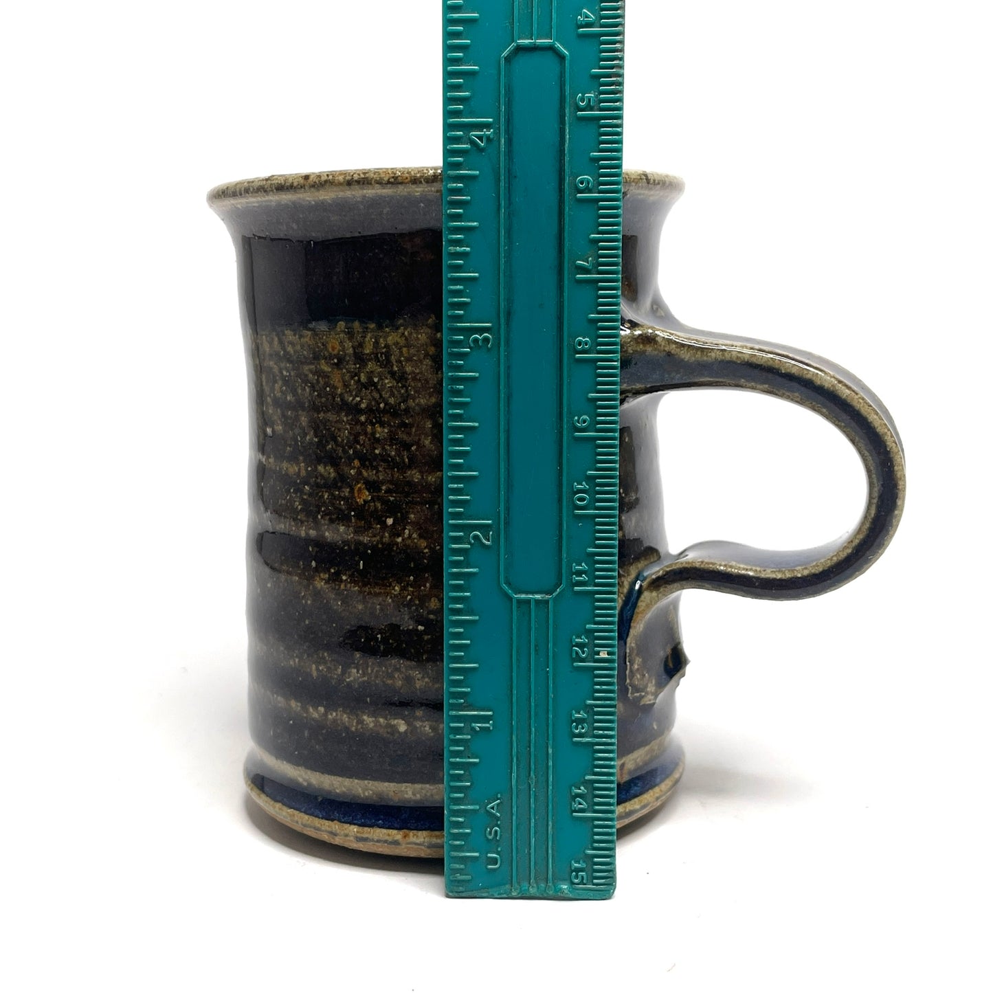 Cape Cod Blue + Tan Glazed Wheel-Thrown Pottery Mug