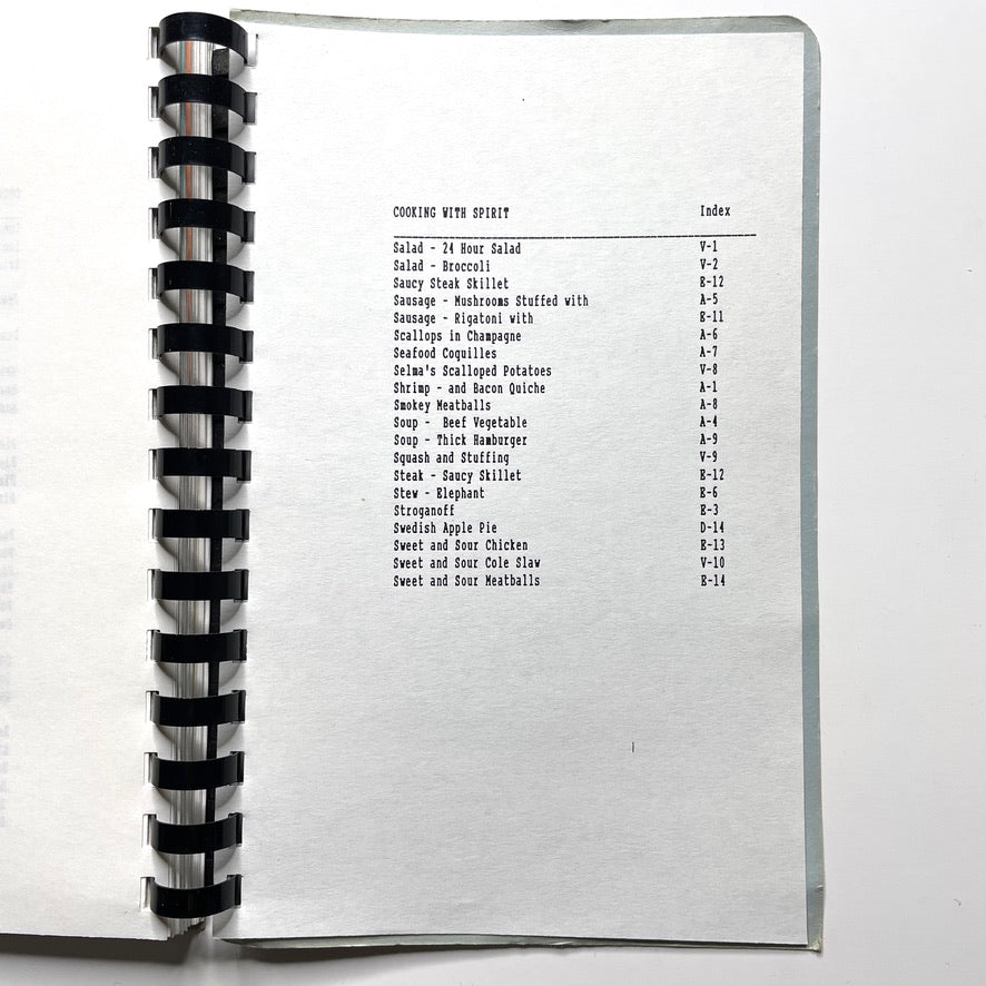 Cooking With Spirit Cookbook New London CT - 80s Spiral Bound Illustrated Recipe Book