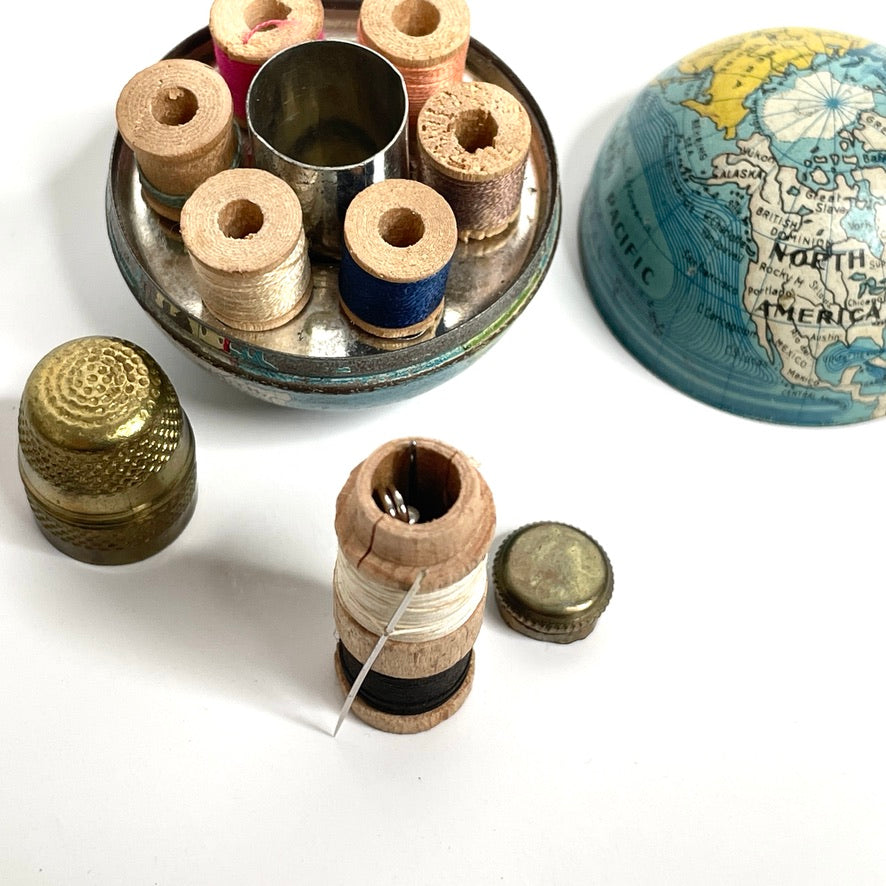 Antique Mini Globe Sewing Etui