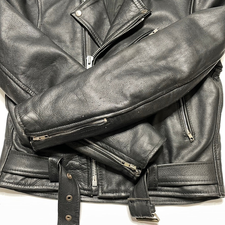 Double Rider Leather Jacket - Heavy Vintage Spartan Genuine Cowhide Size 40 / M