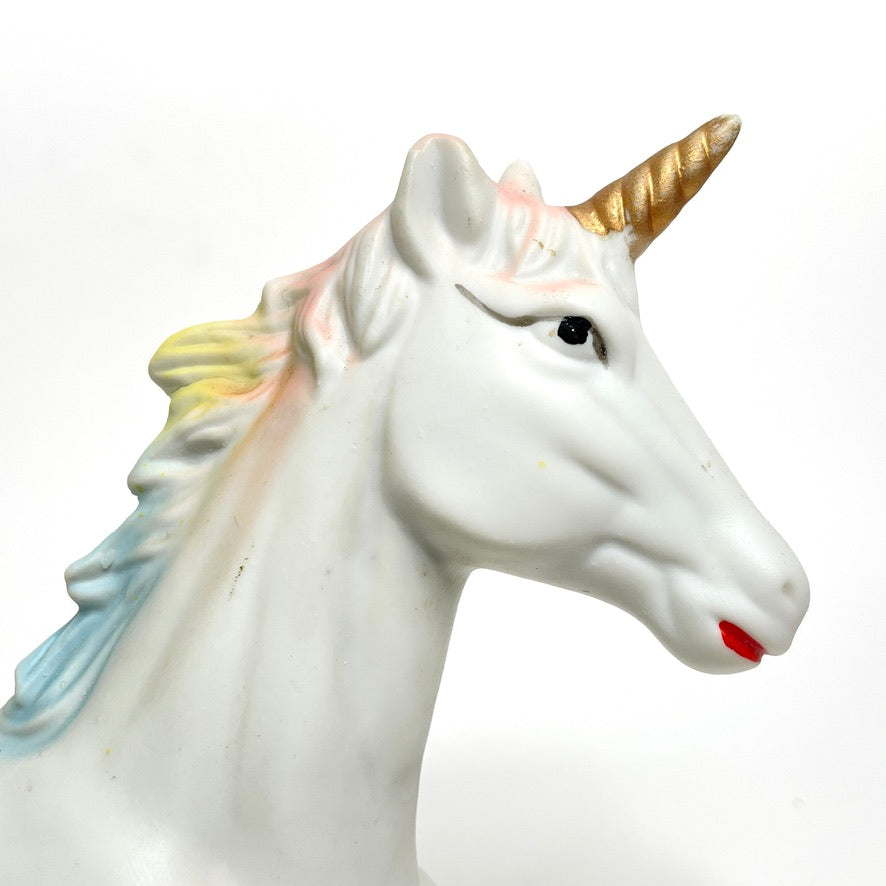 80s Vintage Porcelain Ceramic Unicorn Statue