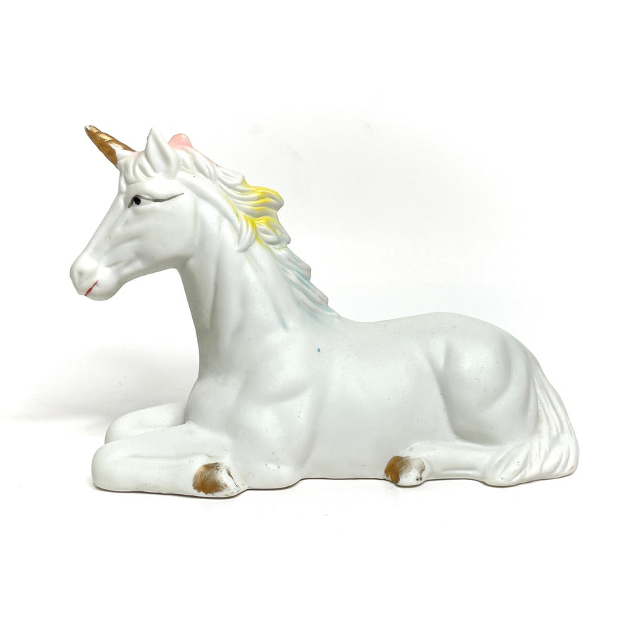 80s Vintage Porcelain Ceramic Unicorn Statue
