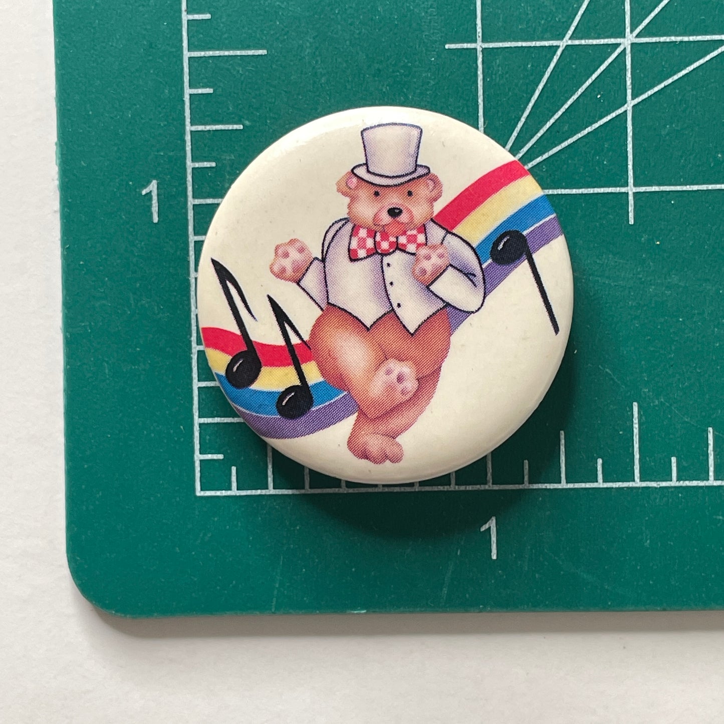 Lisa Frank 1980 Music Bear Rainbow 80s Vintage Pinback Button 1.25"