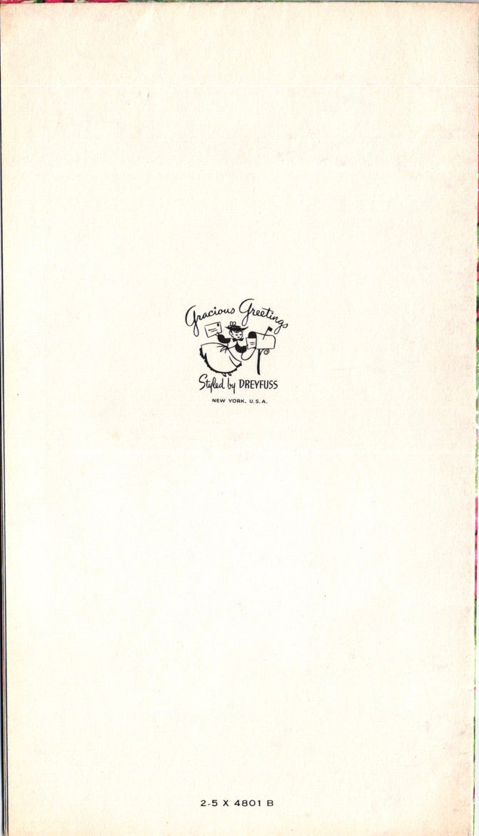 Christmas - Poinsettias - Slim Vintage Greeting Card - Embossed