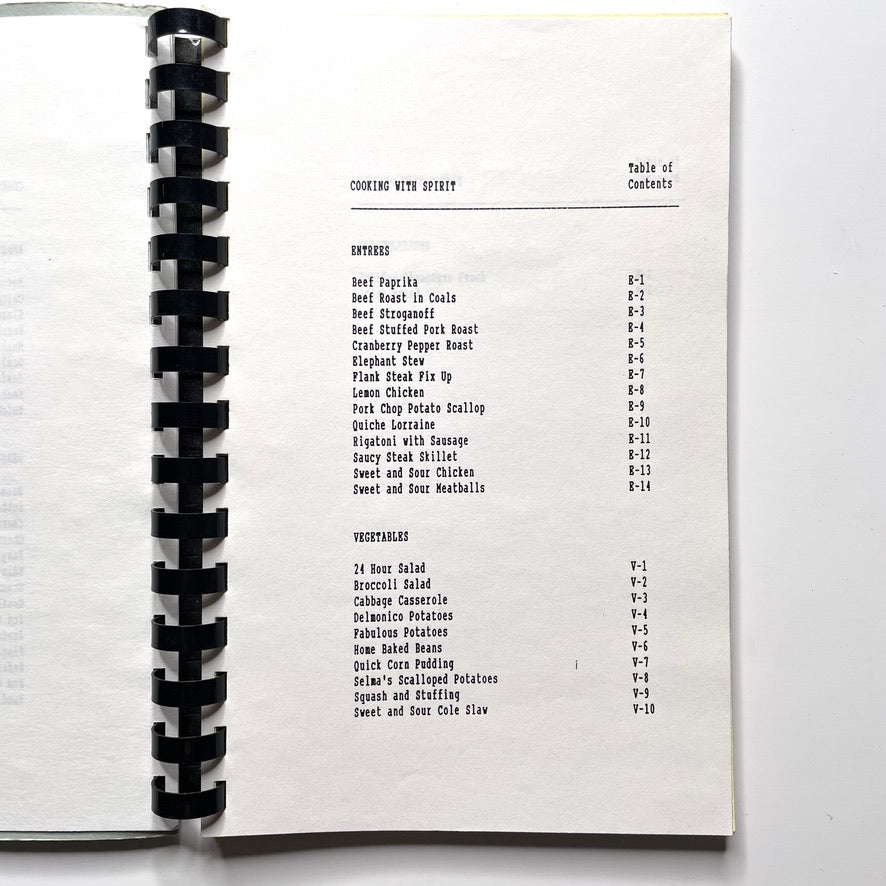 Cooking With Spirit Cookbook New London CT - 80s Spiral Bound Illustrated Recipe Book