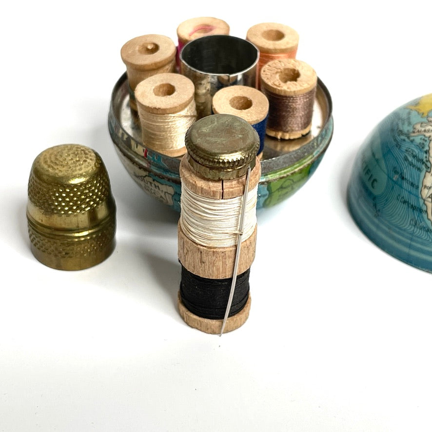 Antique Mini Globe Sewing Etui