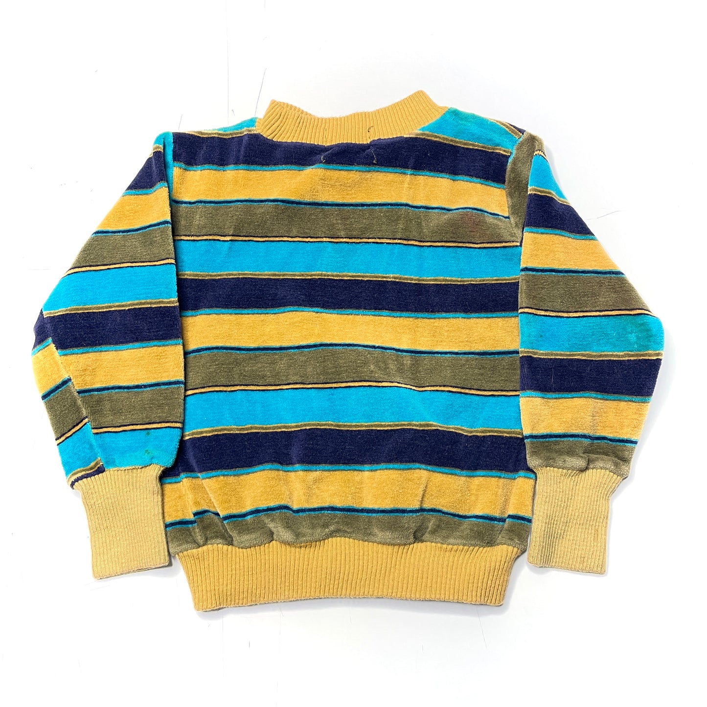 Green & Blue Striped Velvet Crewneck Sweater 3T
