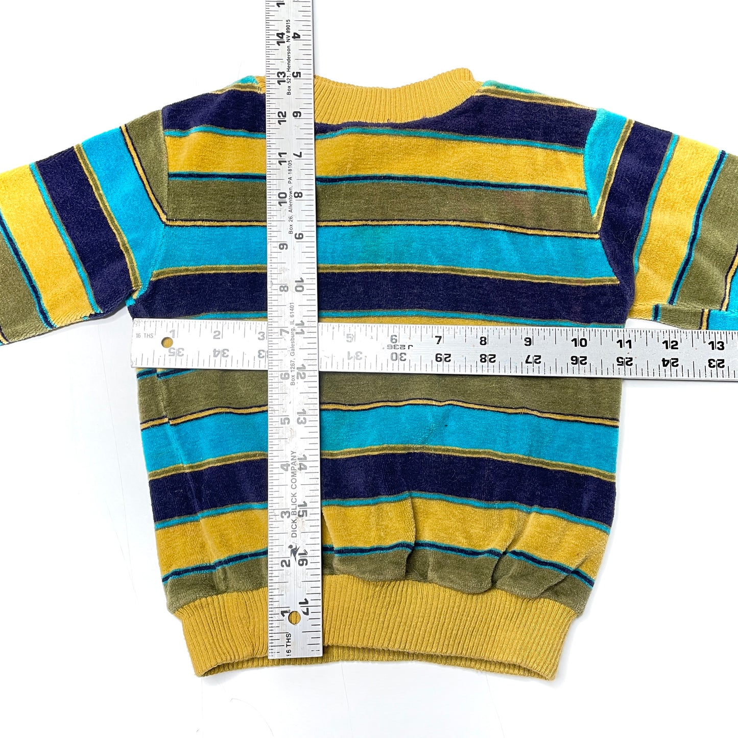 Green & Blue Striped Velvet Crewneck Sweater 3T