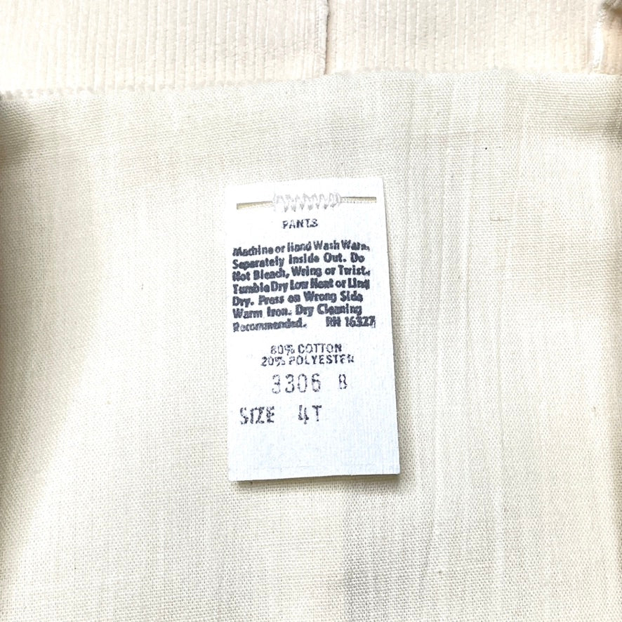 Cowboy Appliqué Cream Corduroy Overalls 4T