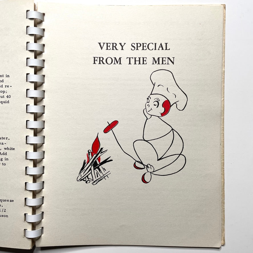 Kitchen Kapers Cookbook 1960 Southbury CT - 60s Vintage Spiral Bound Illustrated Recipe Book