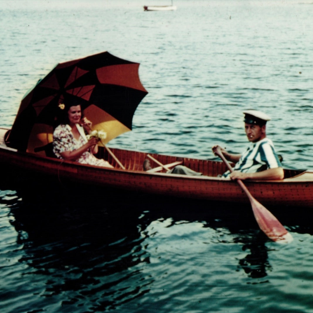 Canoeing Date 1940s Kodak Minicolor Print Photo - 2.25x3.25"