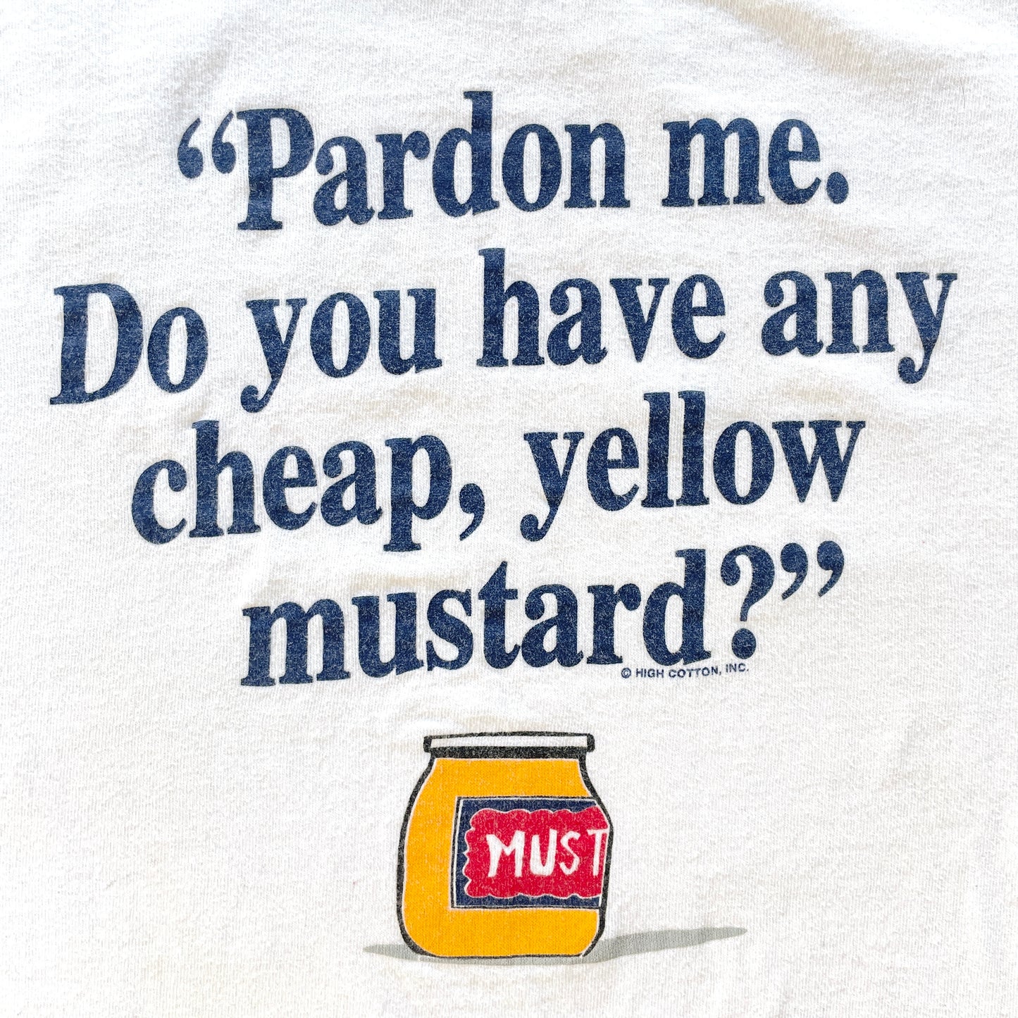 90s Vintage Cheap Yellow Mustard T-Shirt White (L)
