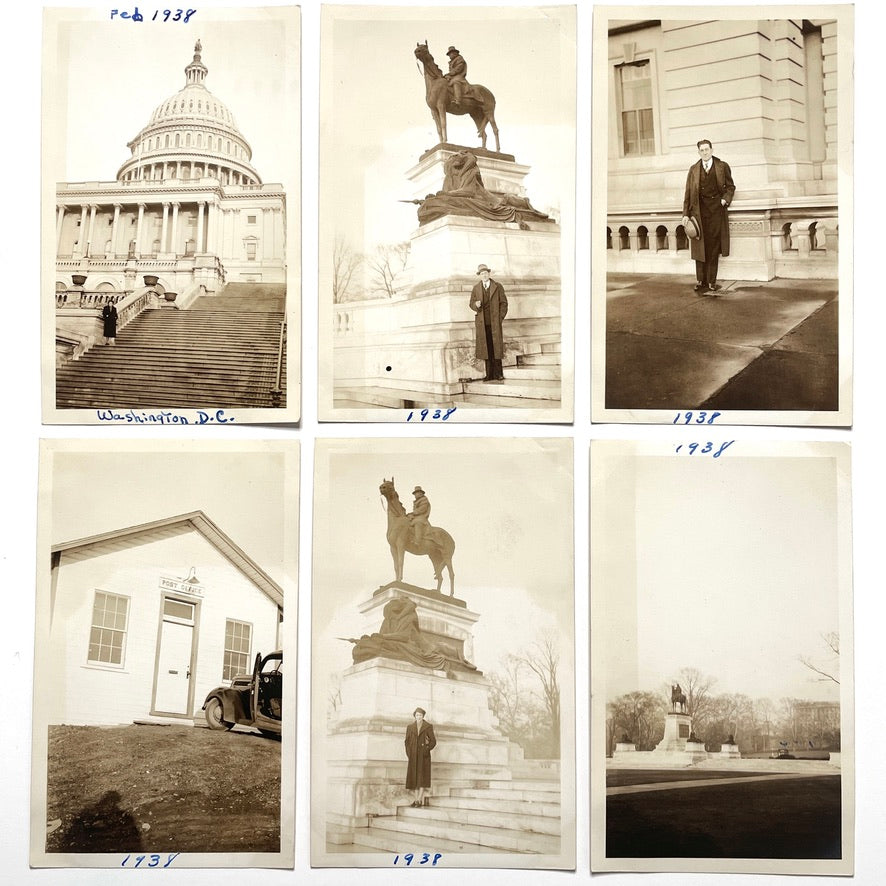 Washington D.C. Site Seeing Photos 1938 Capitol Building Grant Memorial Set of 6