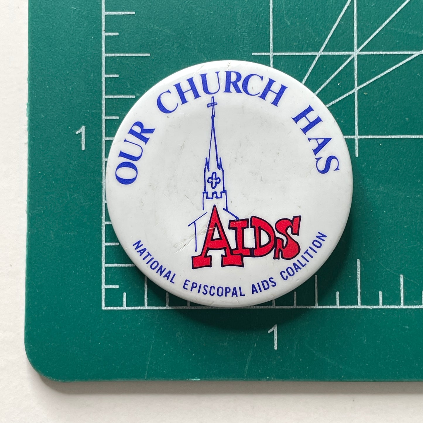 Our Church Has AIDS Donnelly/Colt 80s Vintage Pinback Button 1.5"