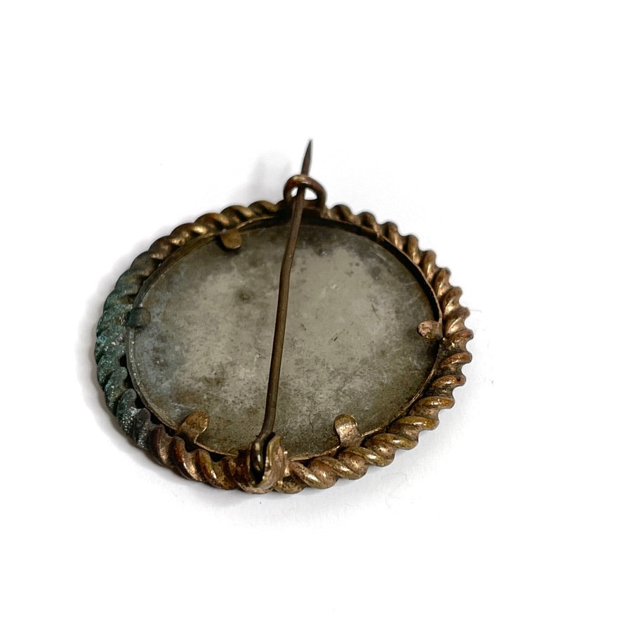 Antique Photographic Mourning Brooch Victorian Young Man