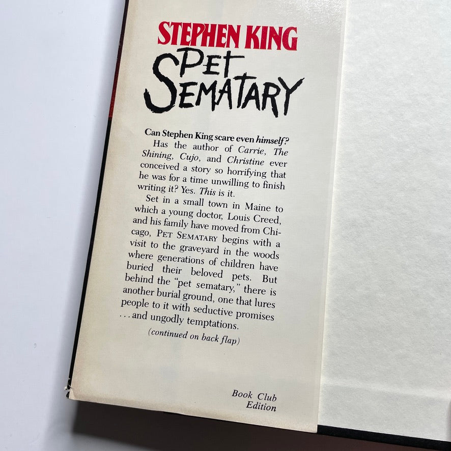 Pet Sematary Stephen King Hardcover Book *1st Book Club, 1st Print* 1983 Doubleday