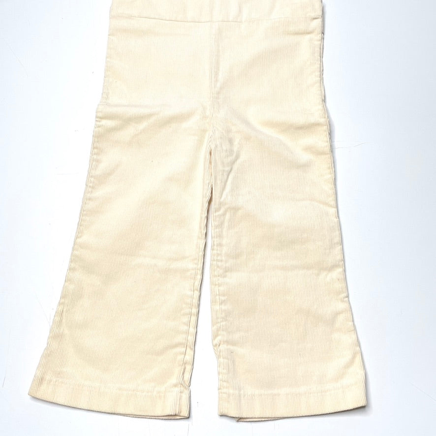 Cowboy Appliqué Cream Corduroy Overalls 4T