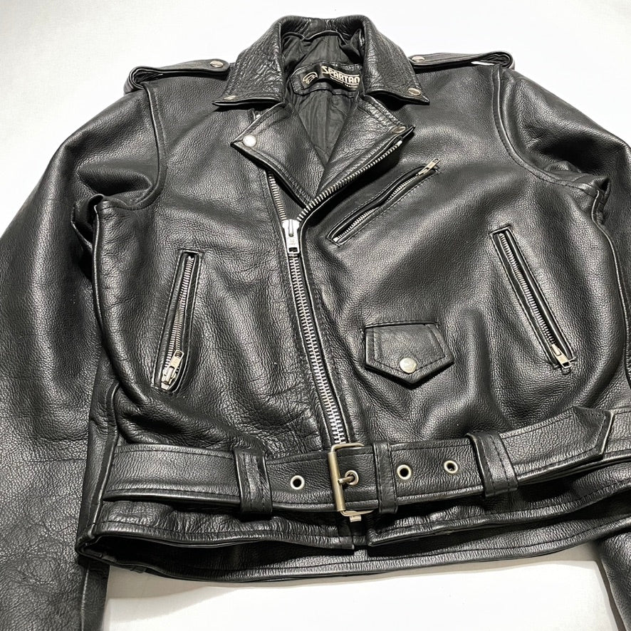 Double Rider Leather Jacket - Heavy Vintage Spartan Genuine Cowhide Size 40 / M