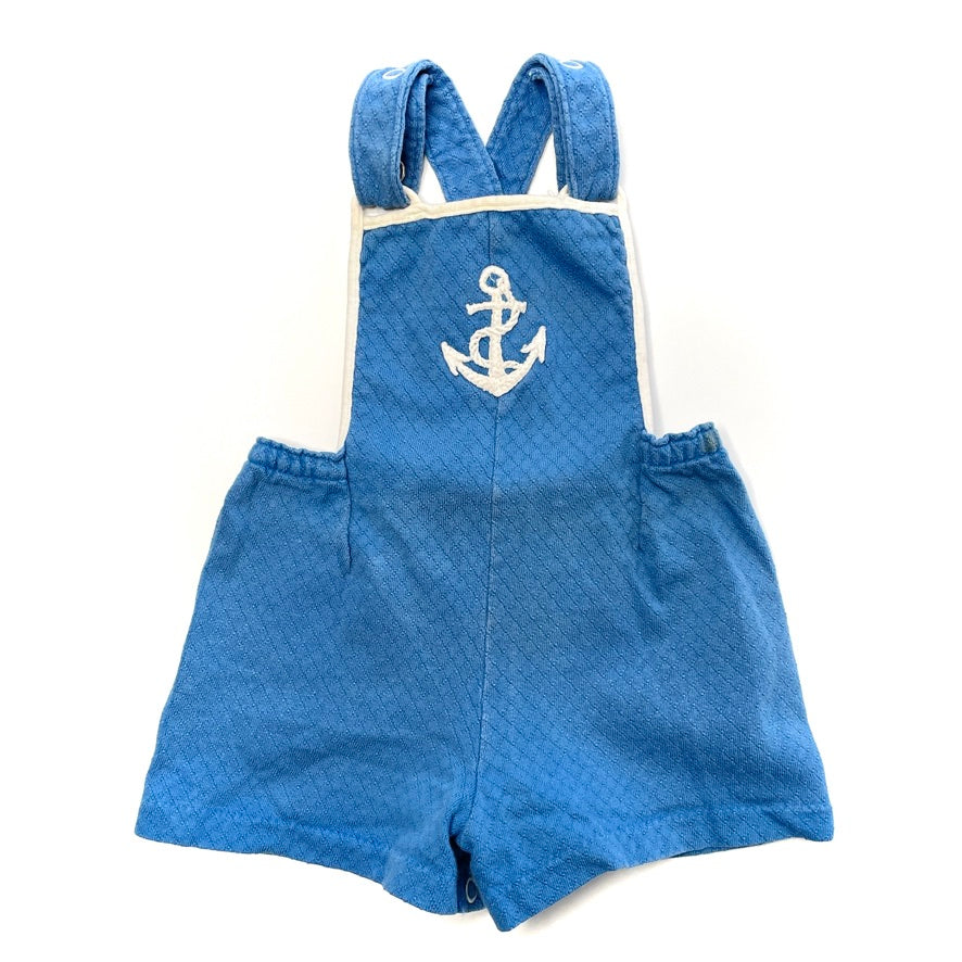 Anchor Embroidery Blue Overalls 3-6M