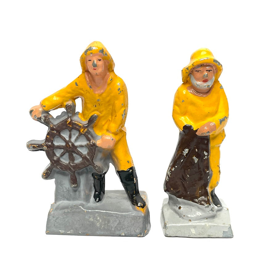 Vintage Cast Iron Fisherman Figures