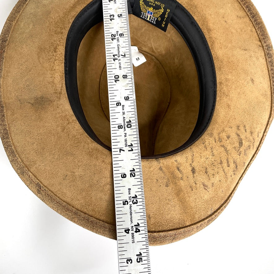 Coyote Leather Henschel Hat Brown Outdoor Rugged Braided Band Mens M Vintage USA