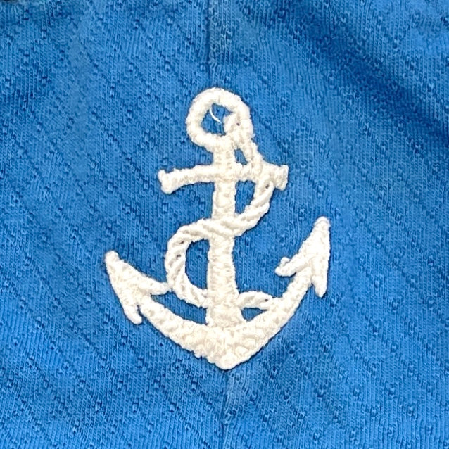 Anchor Embroidery Blue Overalls 3-6M