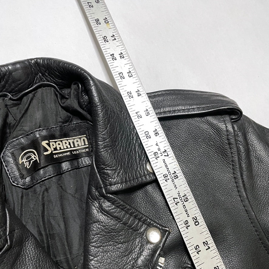 Double Rider Leather Jacket - Heavy Vintage Spartan Genuine Cowhide Size 40 / M