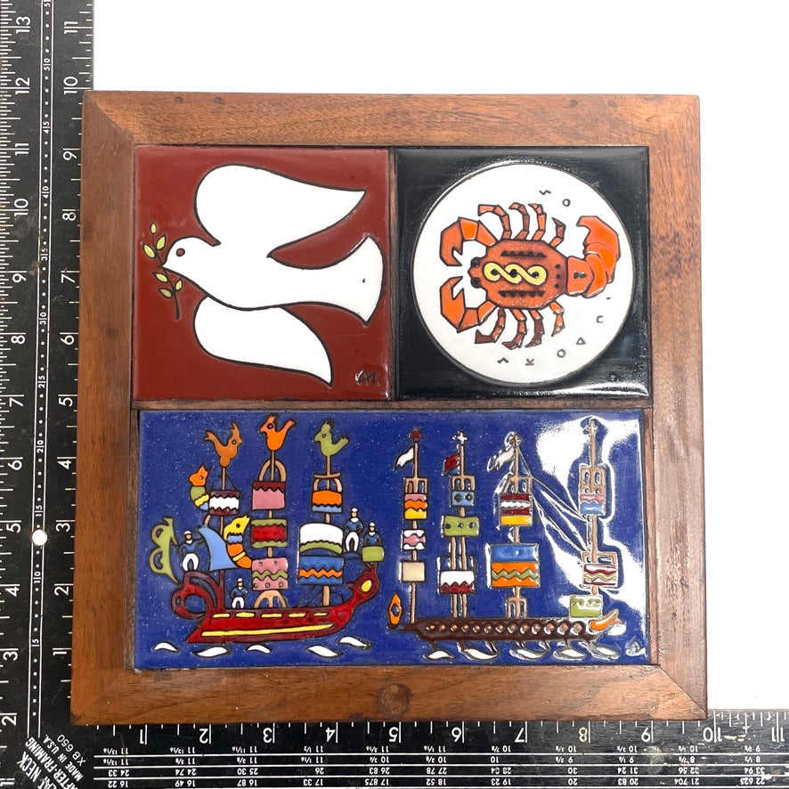 Angelo Tsakirakis Nautical Wood Framed Ceramic Tiles