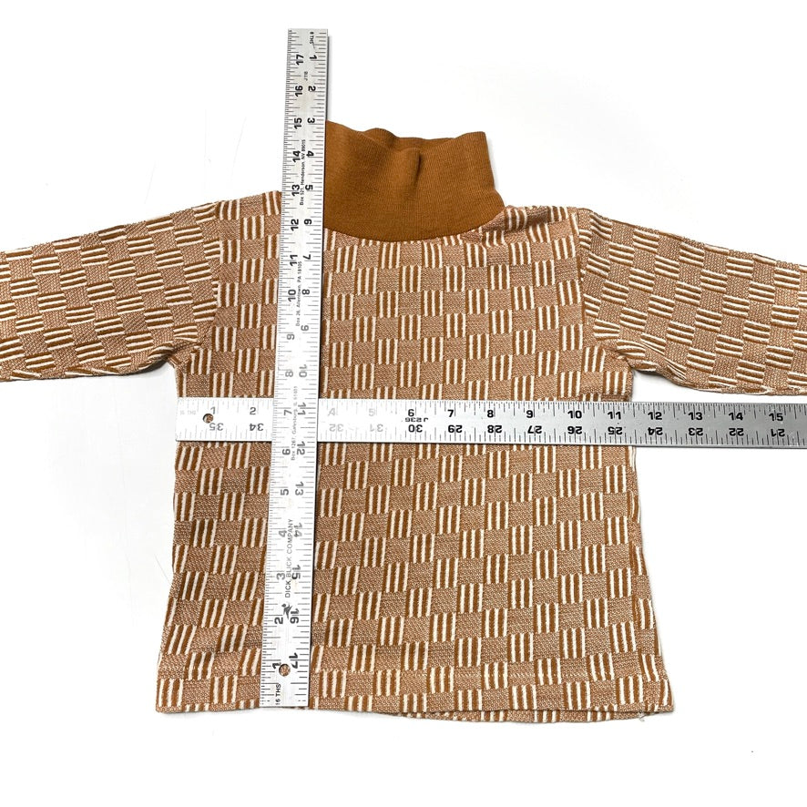 Brown Geometric Pattern Turtleneck Long Sleeve T-Shirt 4T