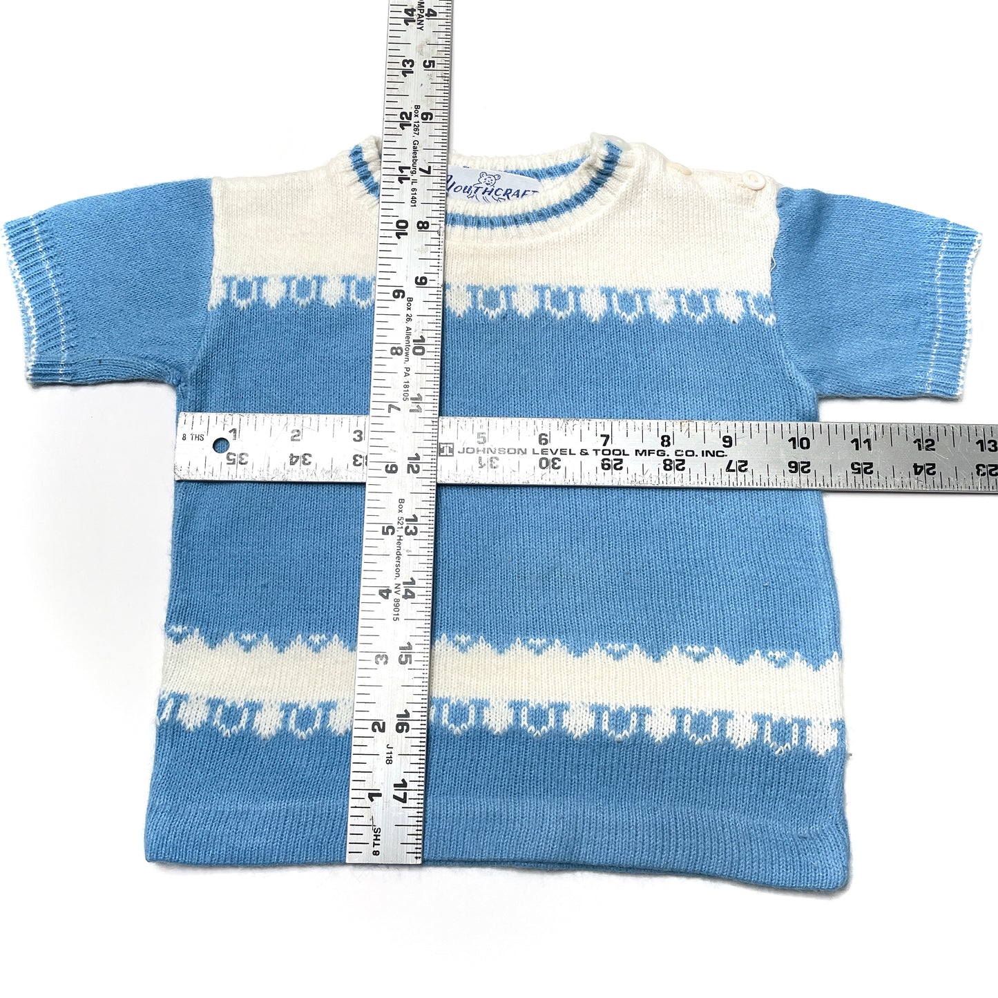 Blue & White Pattern Knit Sweater Shirt 12M