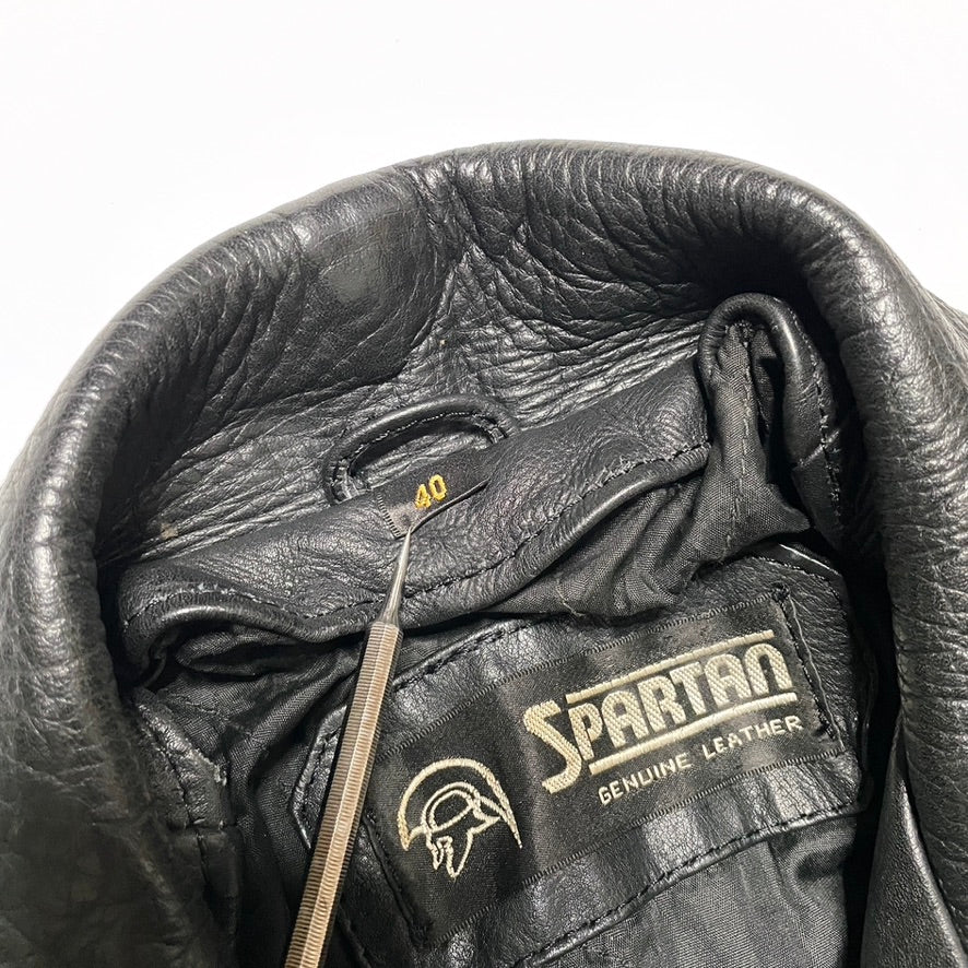 Double Rider Leather Jacket - Heavy Vintage Spartan Genuine Cowhide Size 40 / M