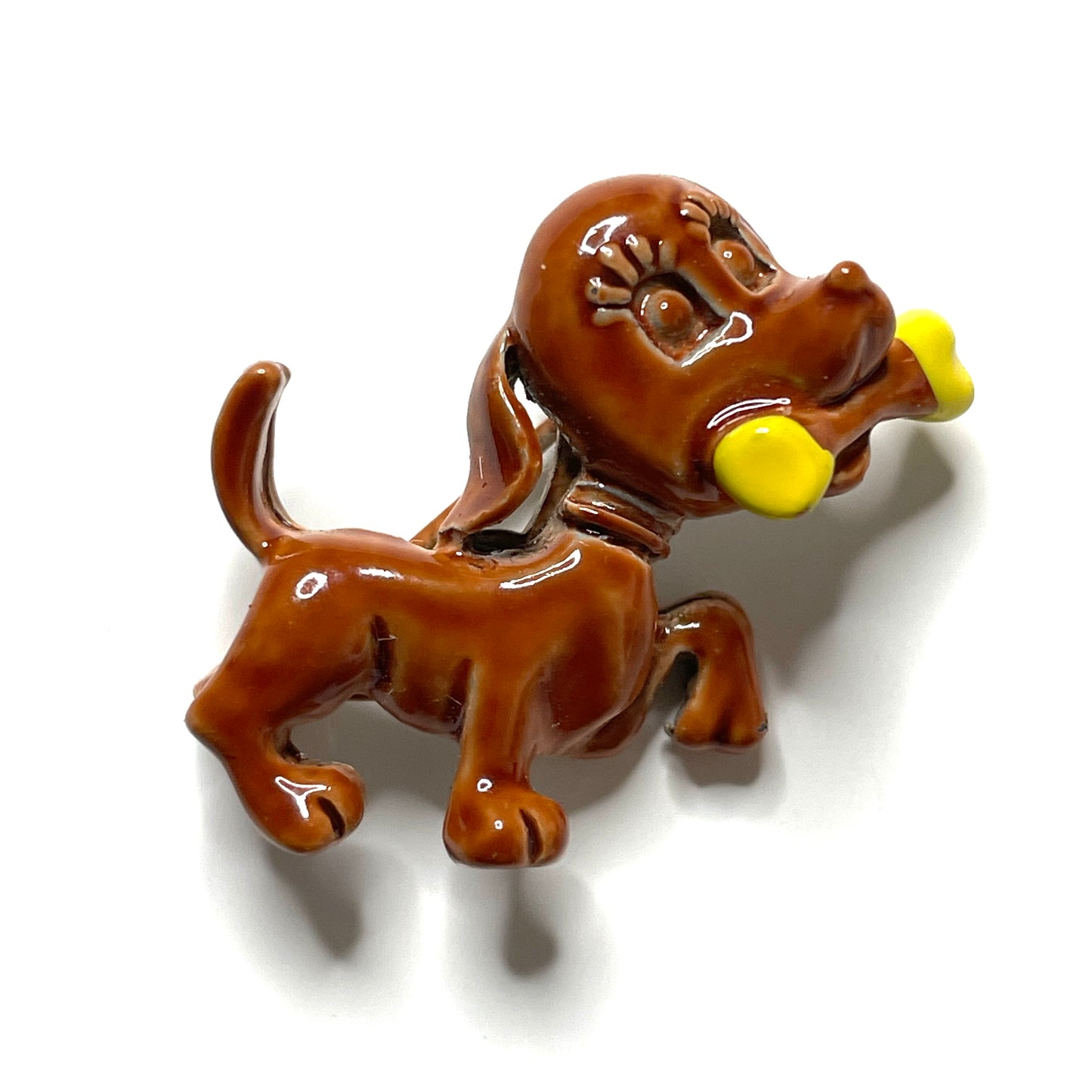 Dog With Bone - 60s Vintage Pin 1"