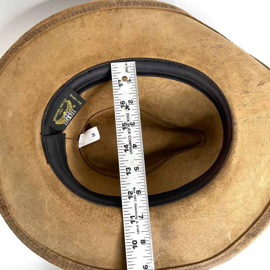 Coyote Leather Henschel Hat Brown Outdoor Rugged Braided Band Mens M Vintage USA