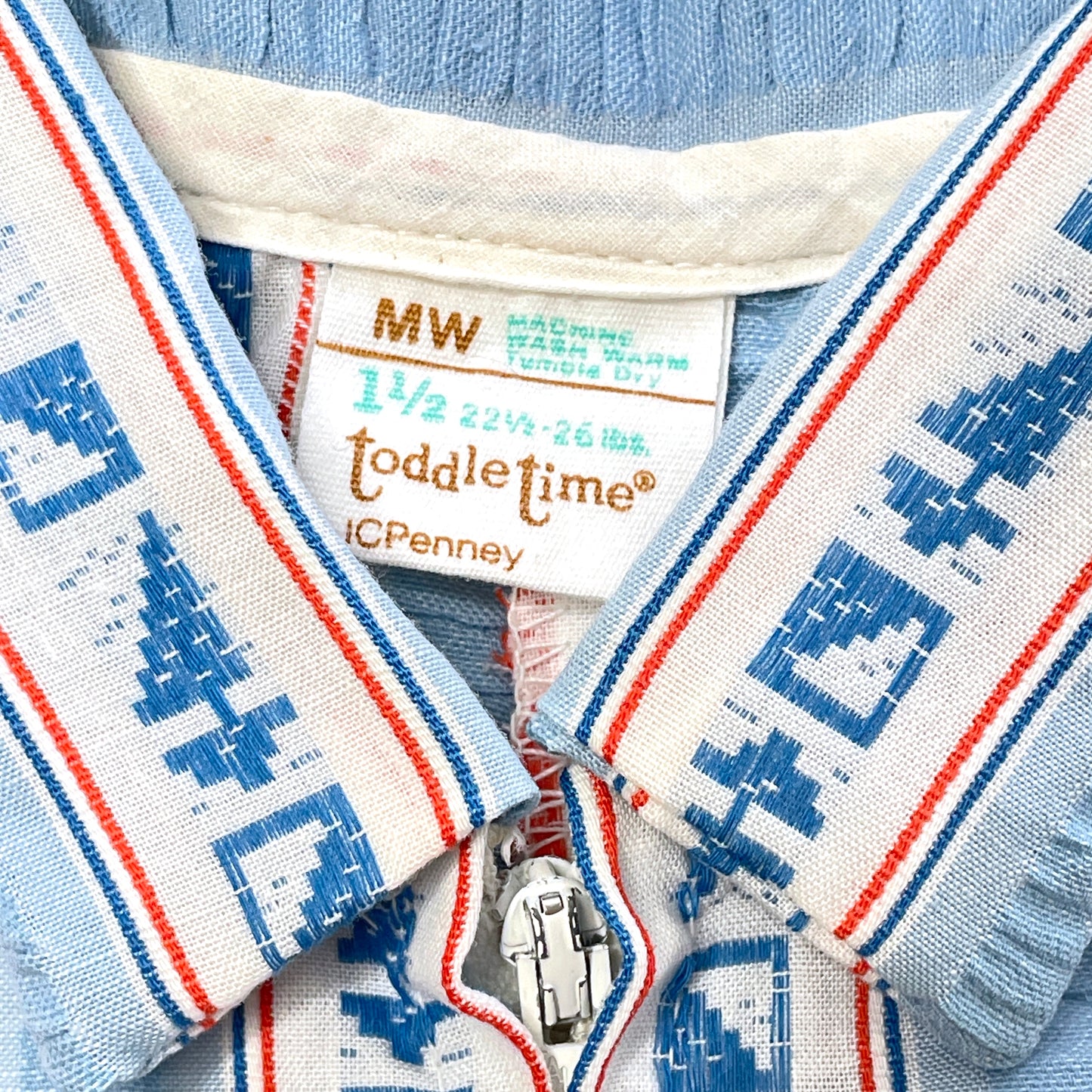 Sailboat Geometric Pattern Blue Jumpsuit *Damage* 18M