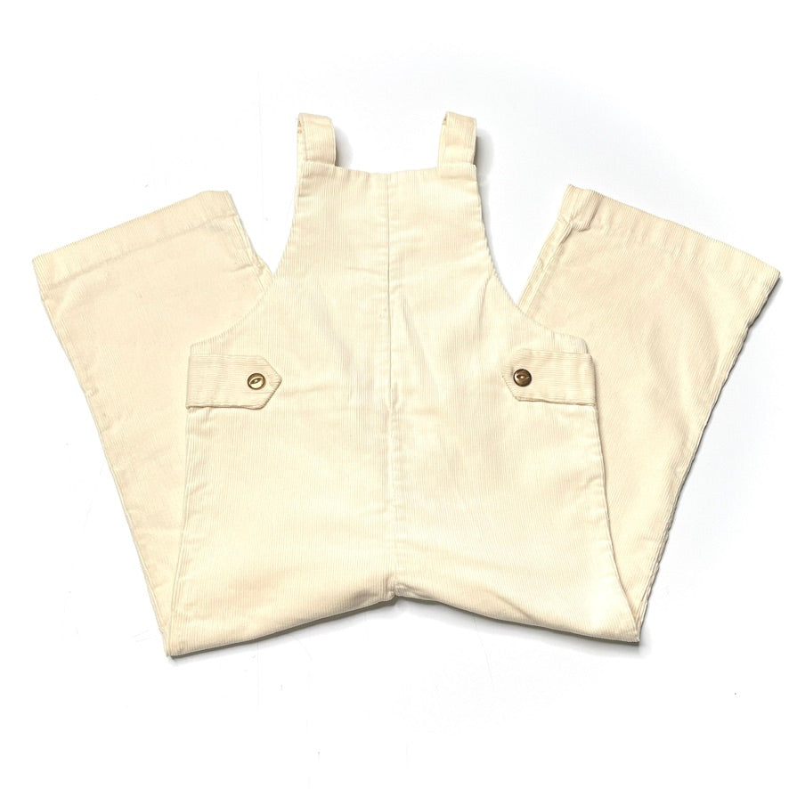 Cowboy Appliqué Cream Corduroy Overalls 4T