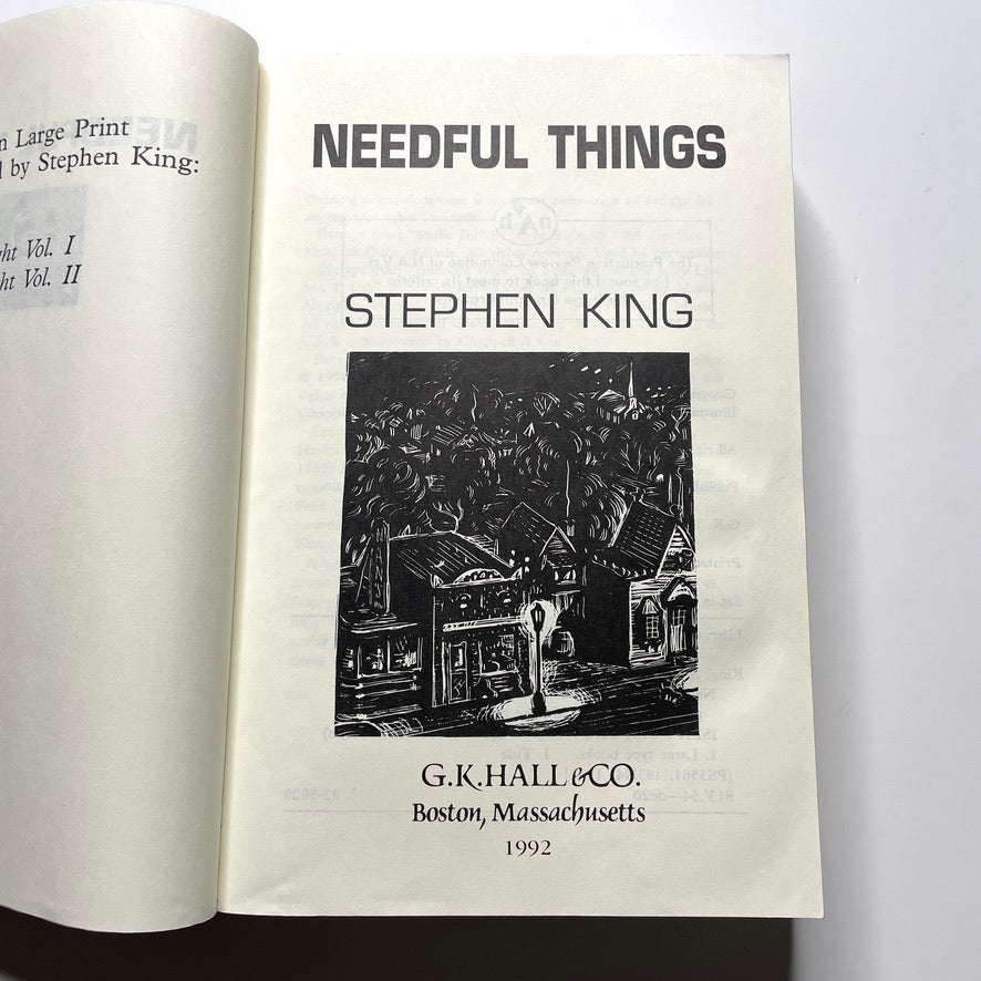 Needful Things Stephen King Paperback Book *Large Print Edition* 1992 GK Hall